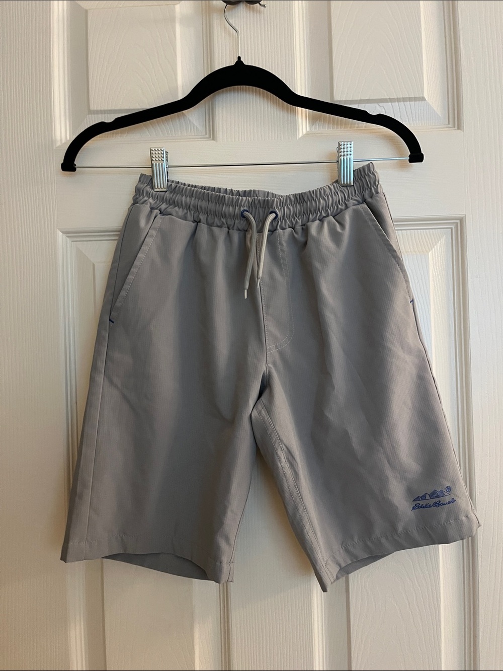 Eddie Bauer Light Gray Kids' Athletic Shorts with Blue Accents